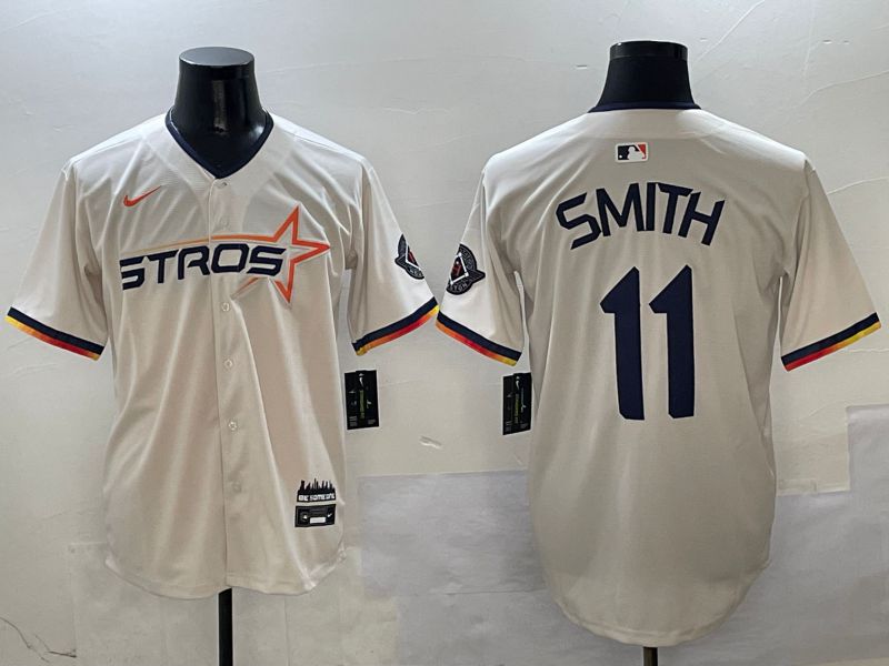 Men Houston Astros #11 Smith Cream three generations Joint Name Nike 2025 MLB Jersey style 1